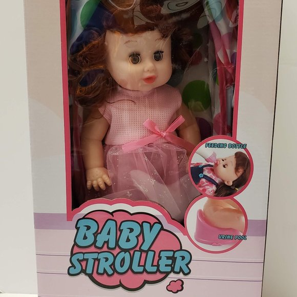 New Doll Pram with 16" Doll and Accessories - Picture 1 of 16